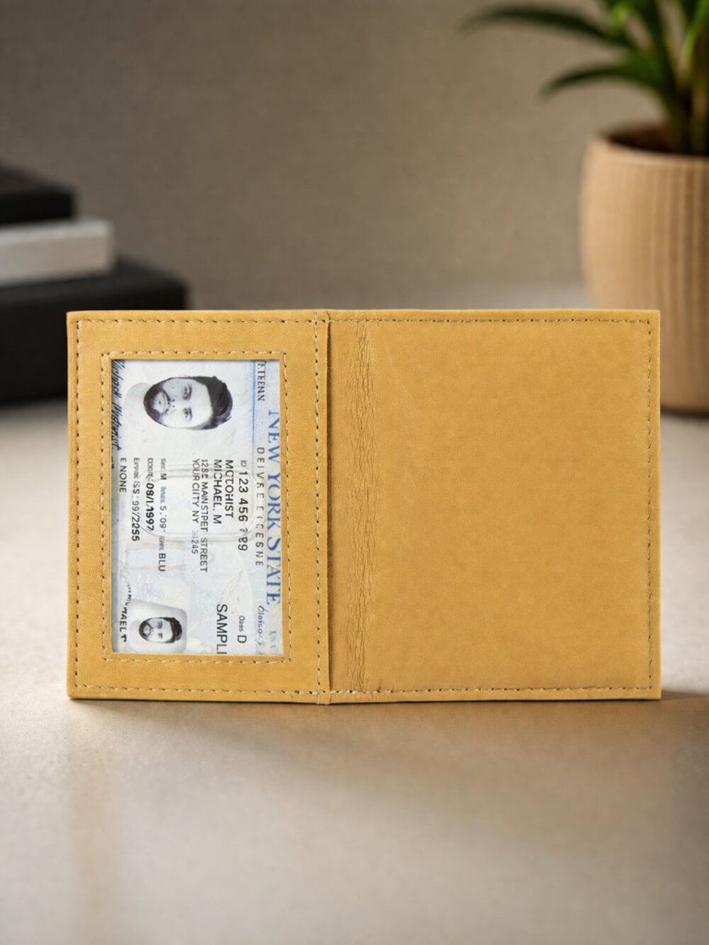 Genuine Leather ID Holder, Credit Card Case Bifold Men Crad Holder